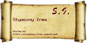 Styaszny Irma névjegykártya